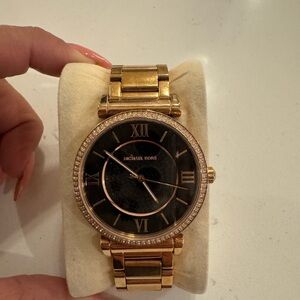 Michael Kors Black Dial Gold Bracelet Watch